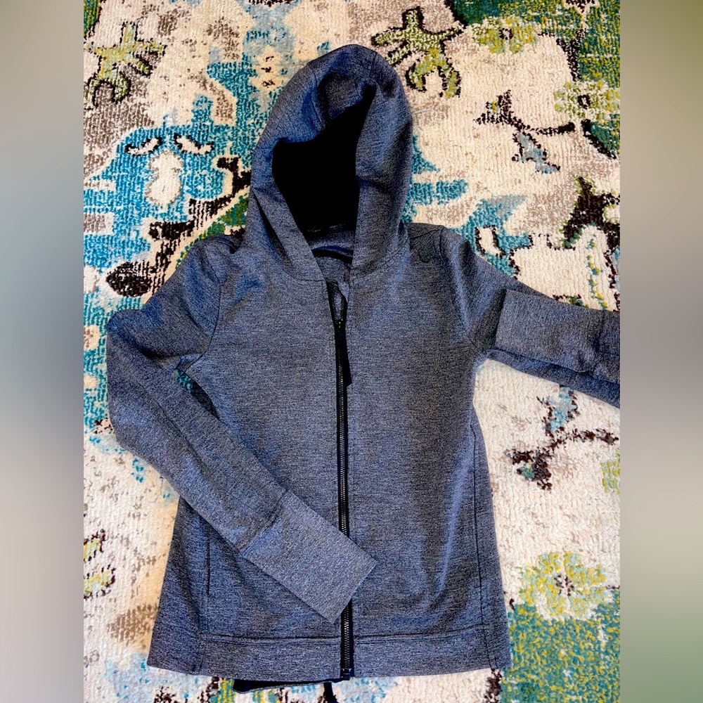 Lululemon Women's Gray Hoodie Back Zipper Activewear Jacket Full Zip Sz 4 Mint